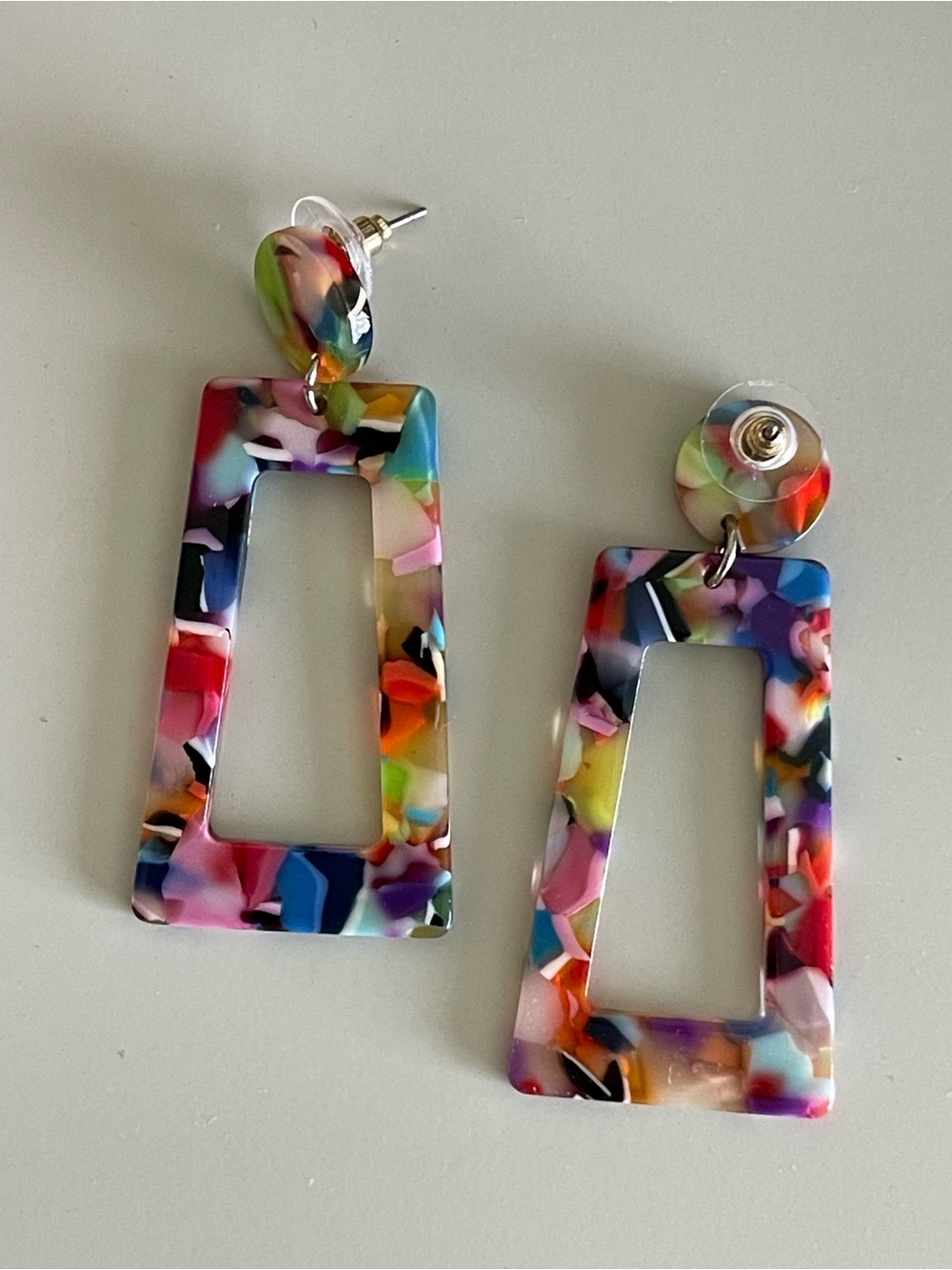 Anthropologie Multicolor Confetti Resin Drop Earrings - Picture 2 of 3